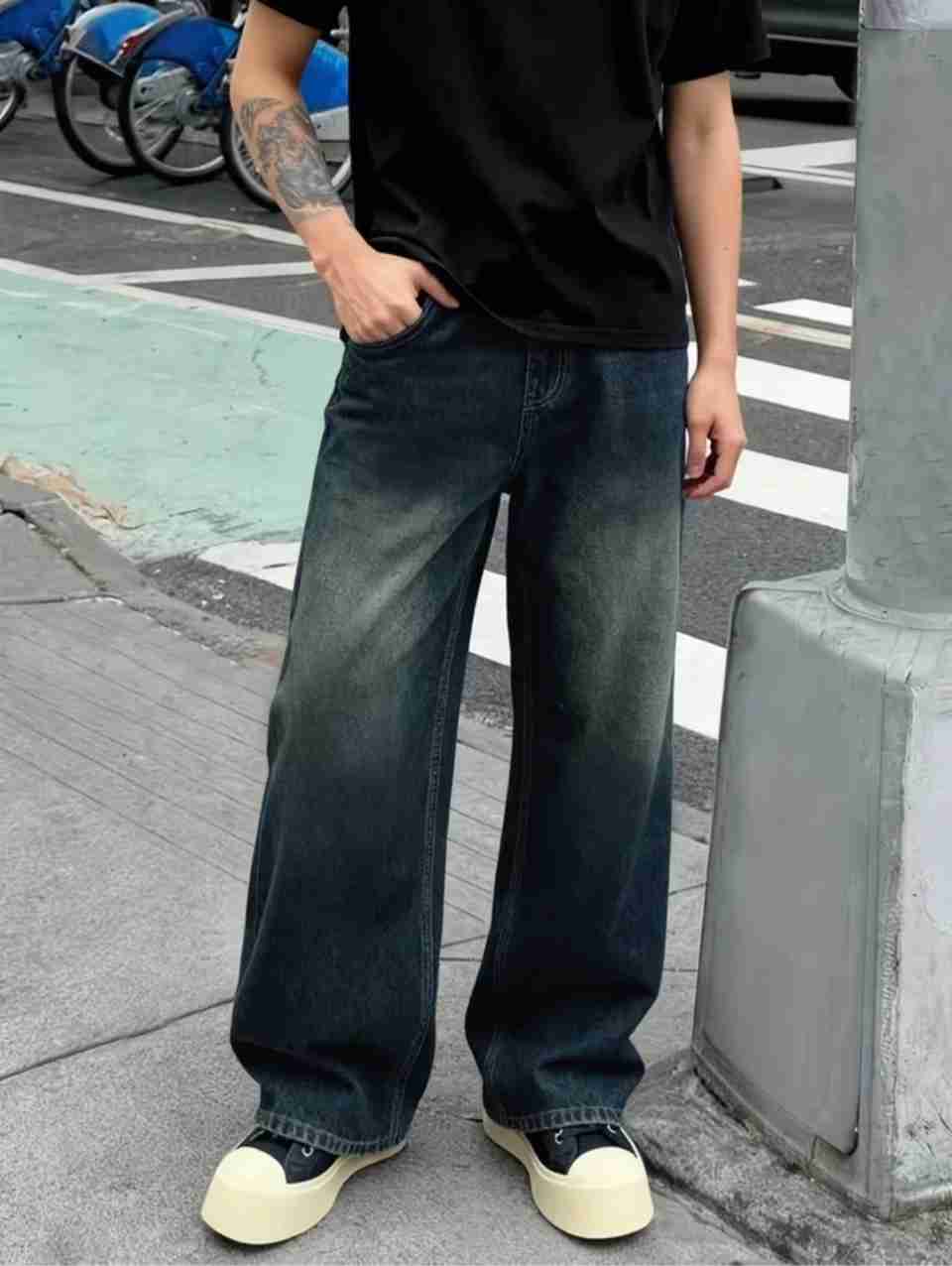 GoodDenim Men Wide Leg High Rise Green Jeans - Image 4