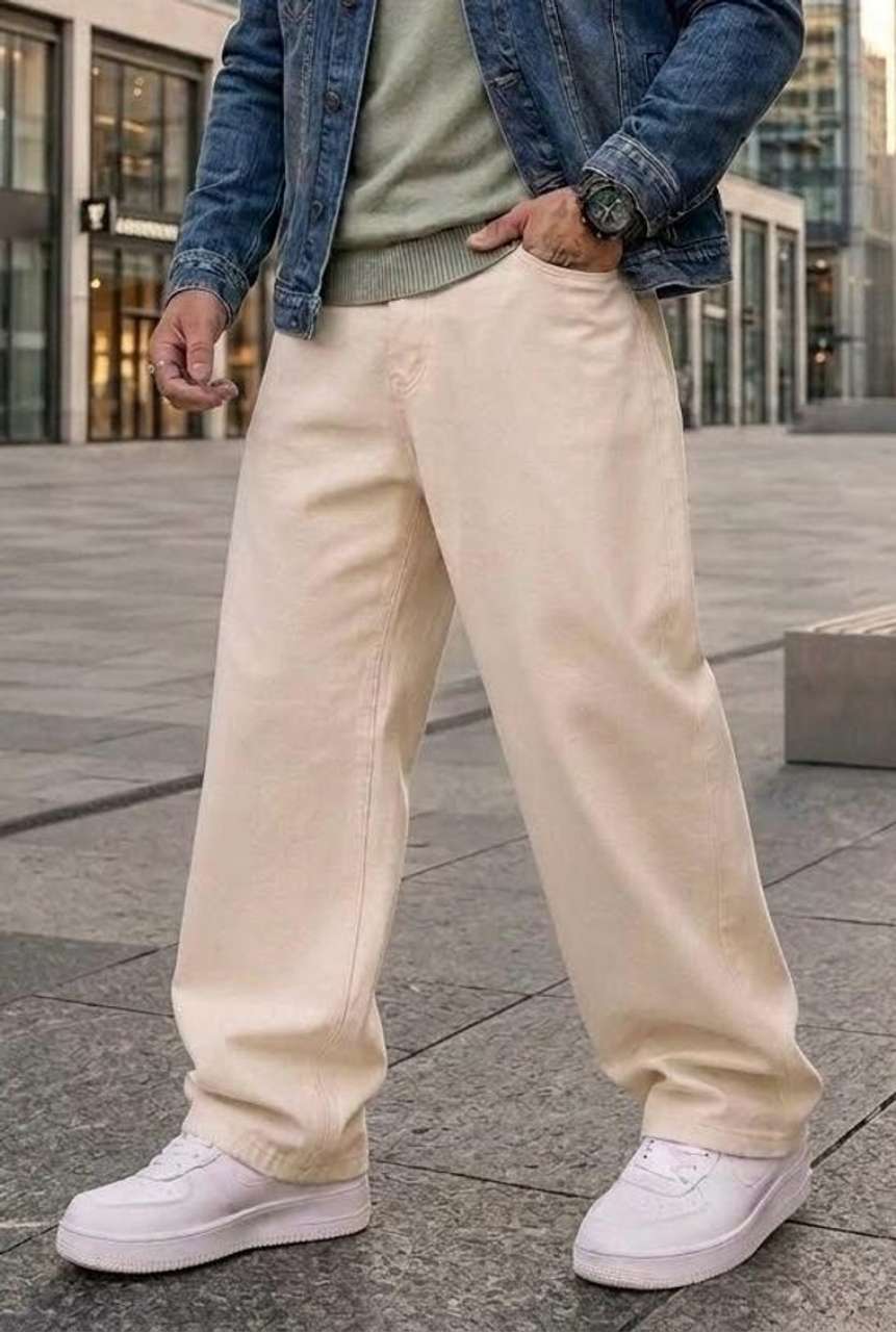 UrbanUptrend Men Loose Fit Mid Rise Beige Jeans - Image 8