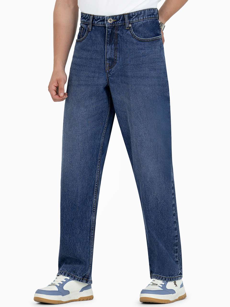 RED TAPE Men Loose Fit Mid Rise Blue Jeans - Image 8