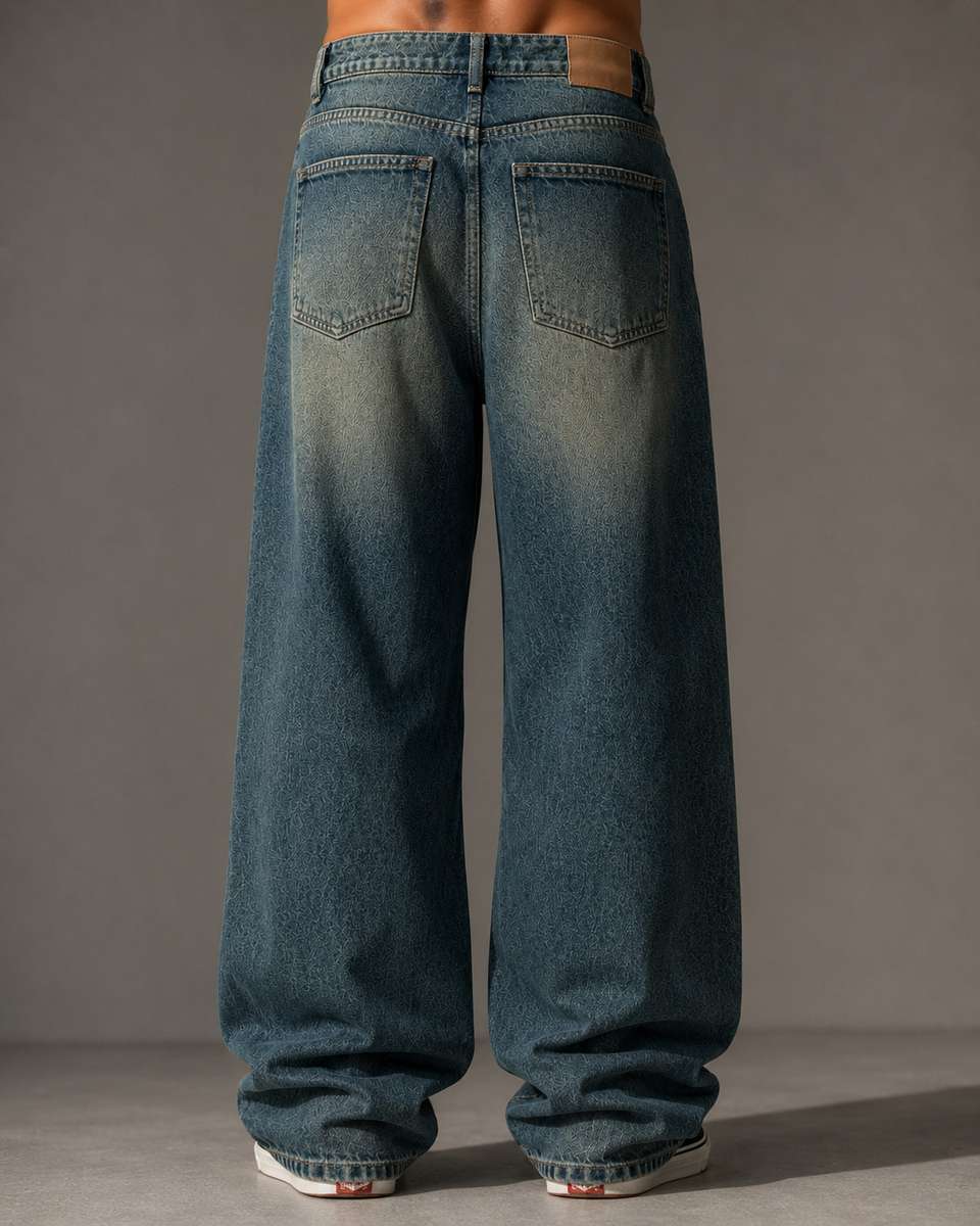 sanedi Men Baggy Fit High Rise Light Green Jeans - Image 9
