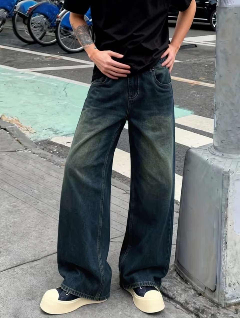 GoodDenim Men Wide Leg High Rise Green Jeans - Image 6
