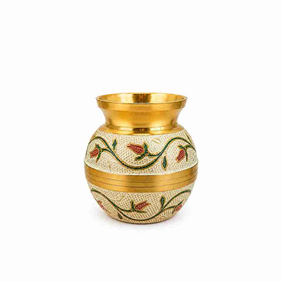 Flipkart.com | m.h.a international Brass Pooja Kalash with Floral ...