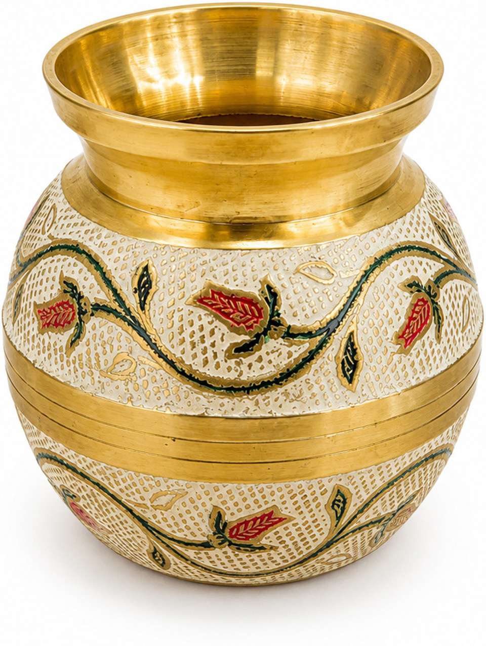 Flipkart.com | m.h.a international Brass Pooja Kalash with Floral ...