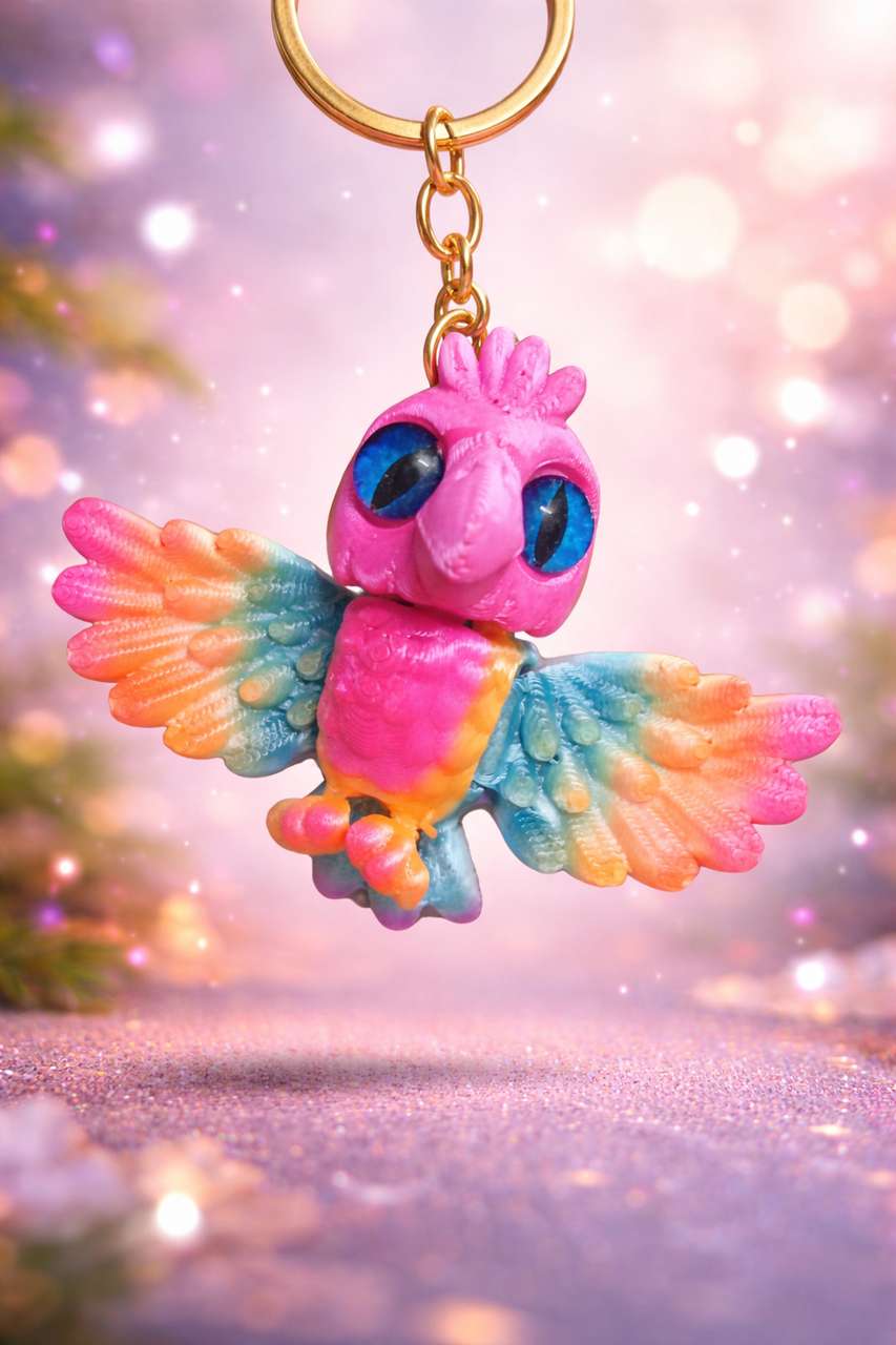 Dox 3D printed Owl Keyhain, Light reflecting Color changing effect ...