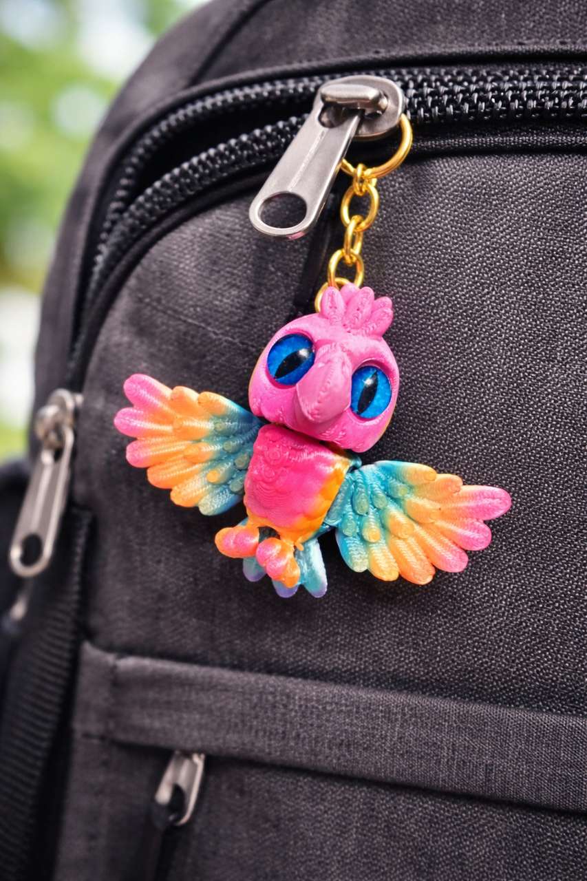 Dox 3D printed Owl Keyhain, Light reflecting Color changing effect ...