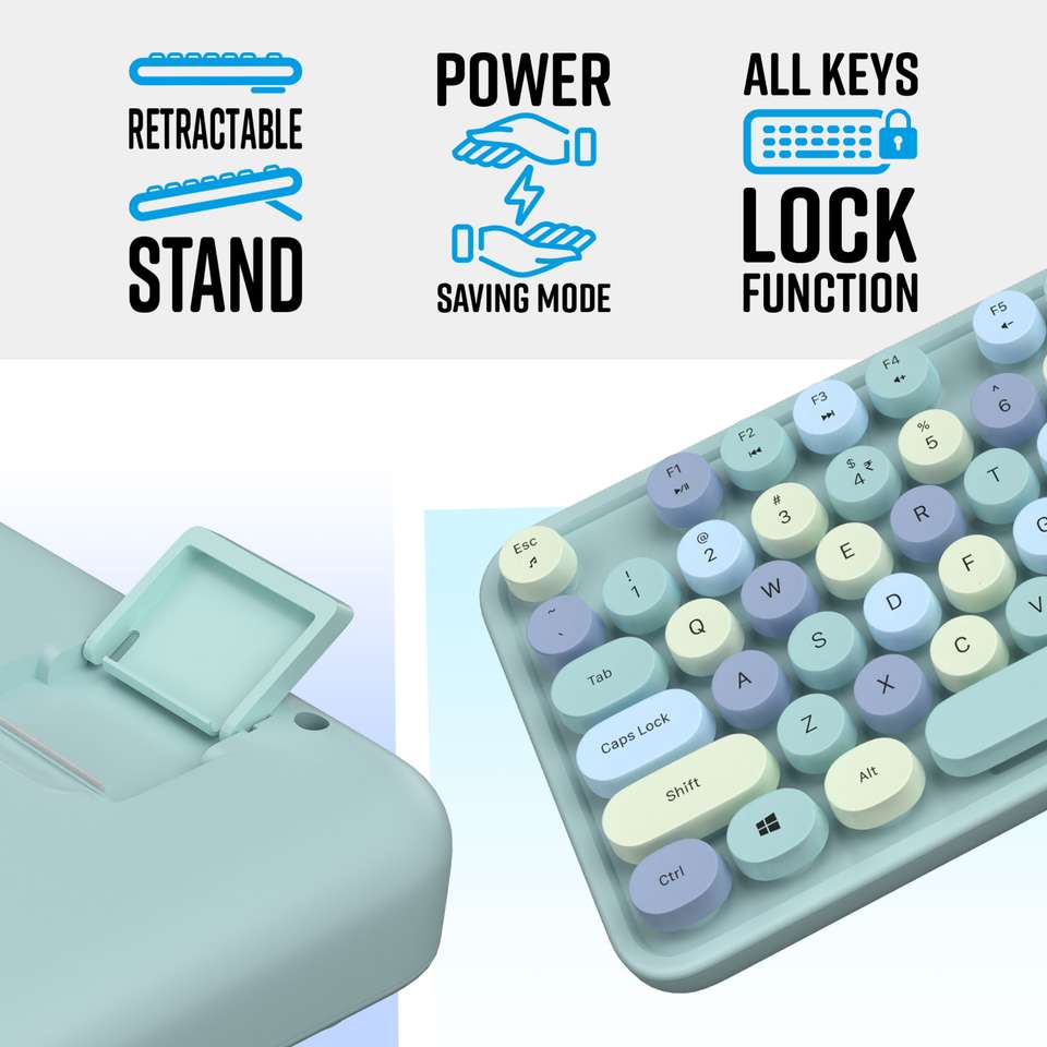 ZEBRONICS Zeb-Companion 300 Wireless Keyboard with Retro Keys and Mouse ...