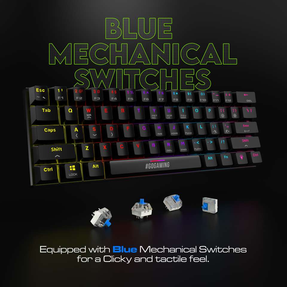 Programer Rage Keyboard SpinBot Rage MK61 |60%|LED Backlit|22 Anti-Ghosting Key|Blue Tactile ...