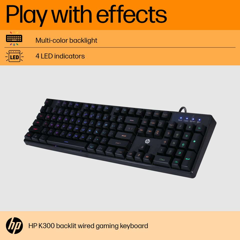 HP K300 Wired USB Standard Gaming Keyboard Compatible with Desktop ...