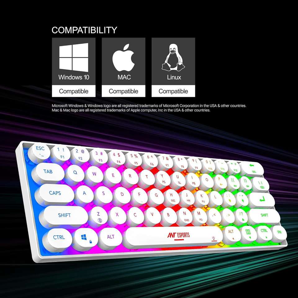 Ant Esports MK1500 Retro Style Mini 60% Pro RGB with Membrane Switches ...