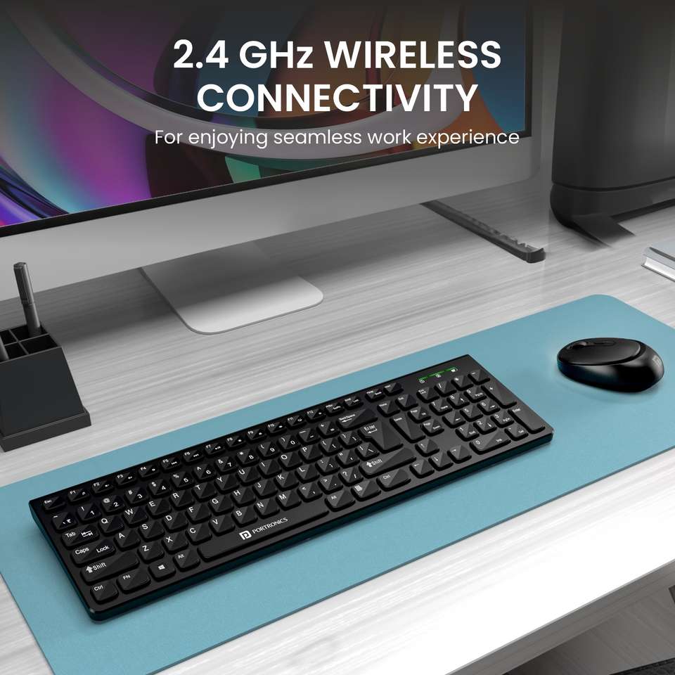 Kombo Key Portronics Key7 Combo Keyboard Mouse Combo Set with 2.4Ghz, 1200 DPI ...