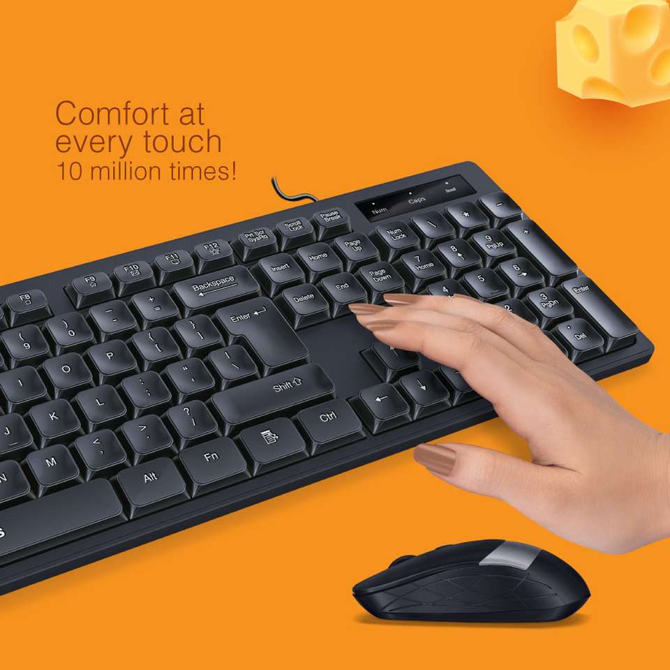 FINGERS Cheesy Combo With Mouse Wired USB Standard Laptop Keyboard ...
