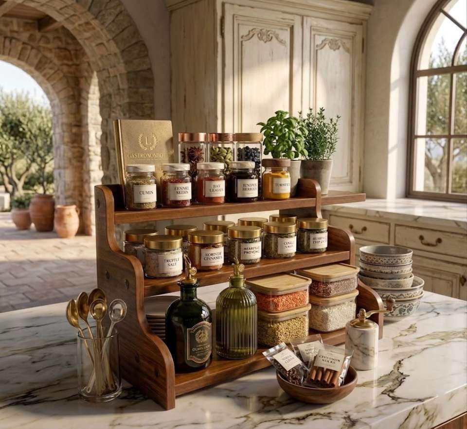 Wood Racking Absysa Containers Kitchen Rack Wood Modern 3-Tier Wooden Kitchen Rack ...