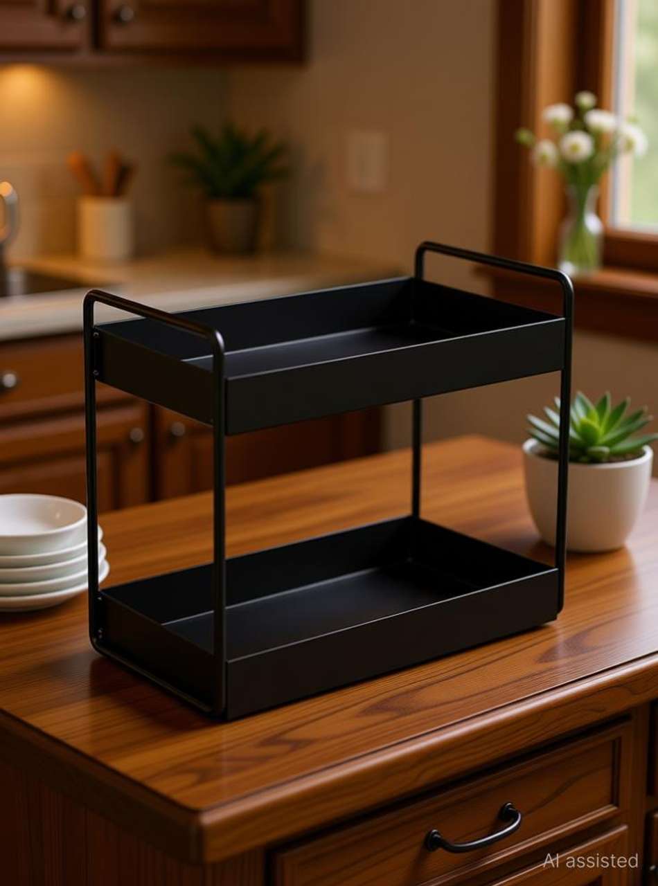 Mega Choice Containers Kitchen Rack Iron 2-Tier Metal Standing Spice ...