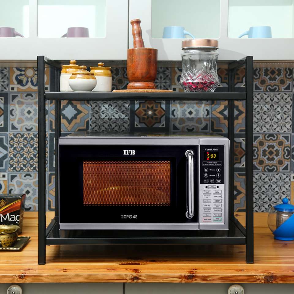 Kicken Rak Pratecom Containers Kitchen Rack Iron 2-Tier Microwave Stand/Storage ...