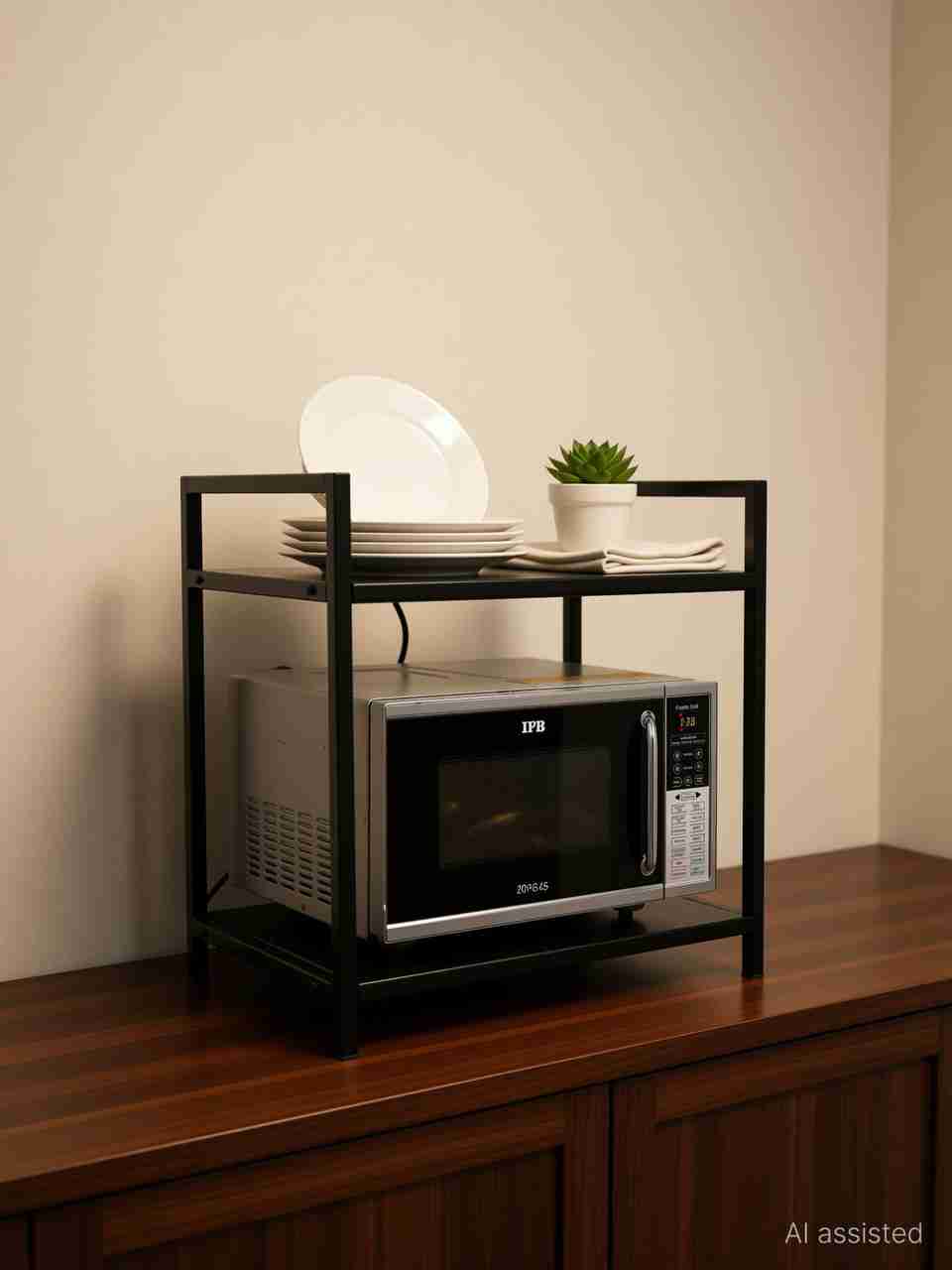 Kicken Rak Pratecom Containers Kitchen Rack Iron 2-Tier Microwave Stand/Storage ...