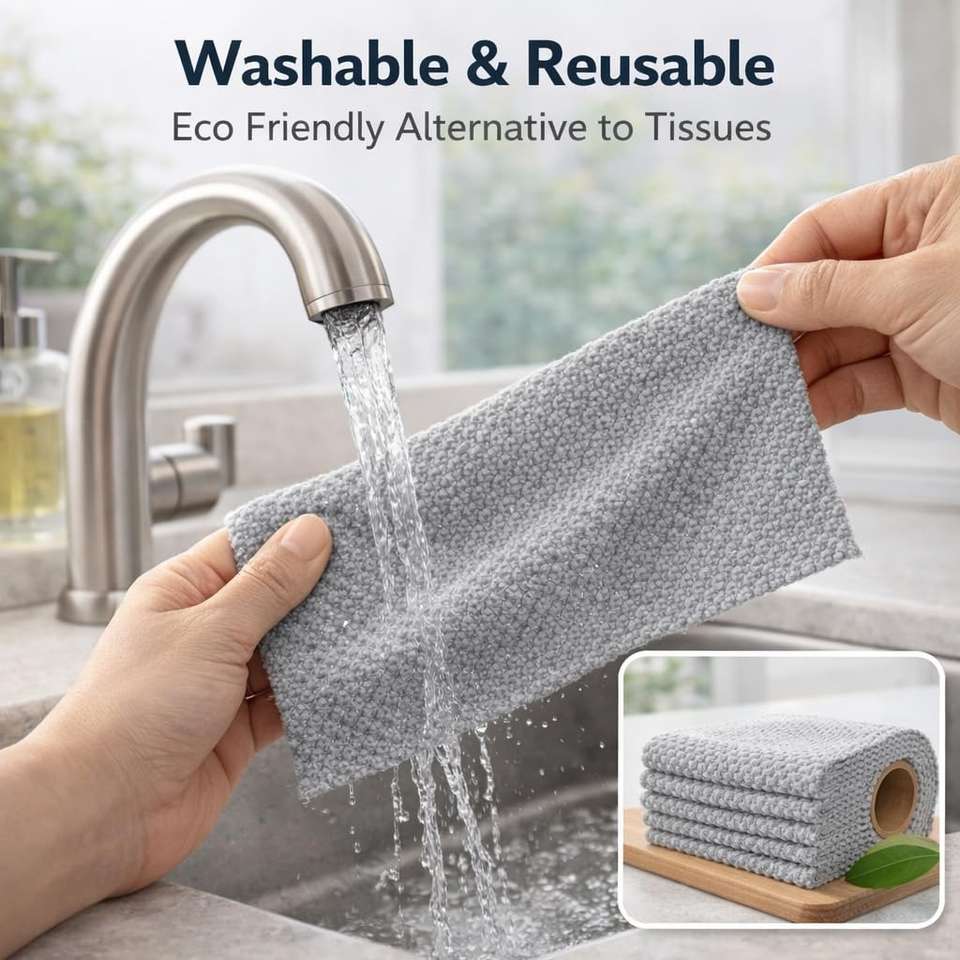 DALUCI Microfiber Cleaning Cloth Roll, Reusable Tearable Kitchen ...