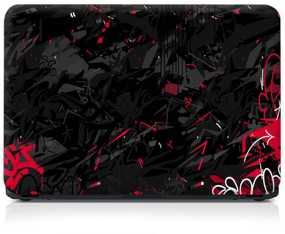 Techfit Full Body Laptop Skin Fits Size Upto 15.6 Inches - Black Red ...