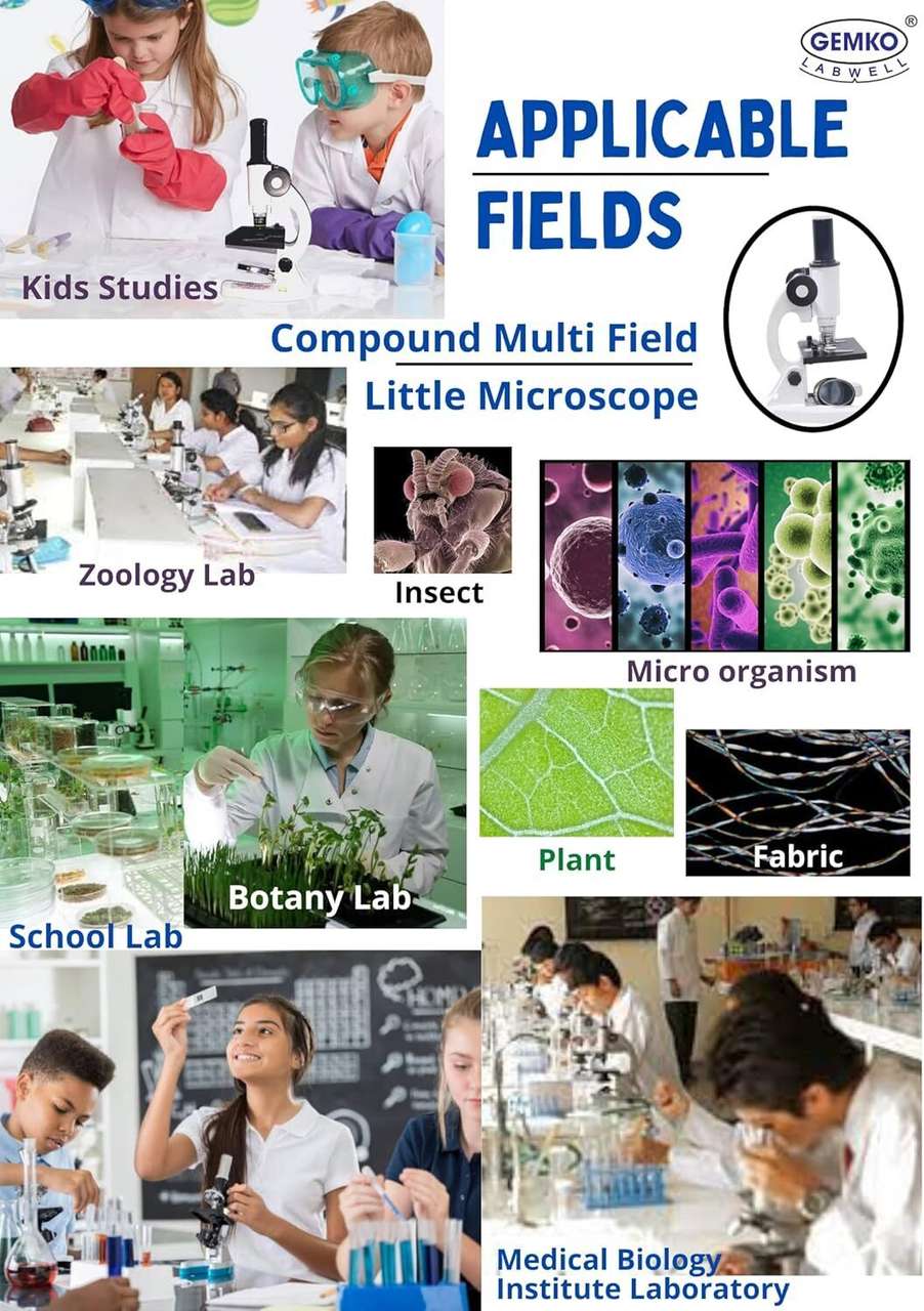 Learning Mindset Adult Gemkolabwell 100X Microscope for Kids Students Adults, Baby with ...