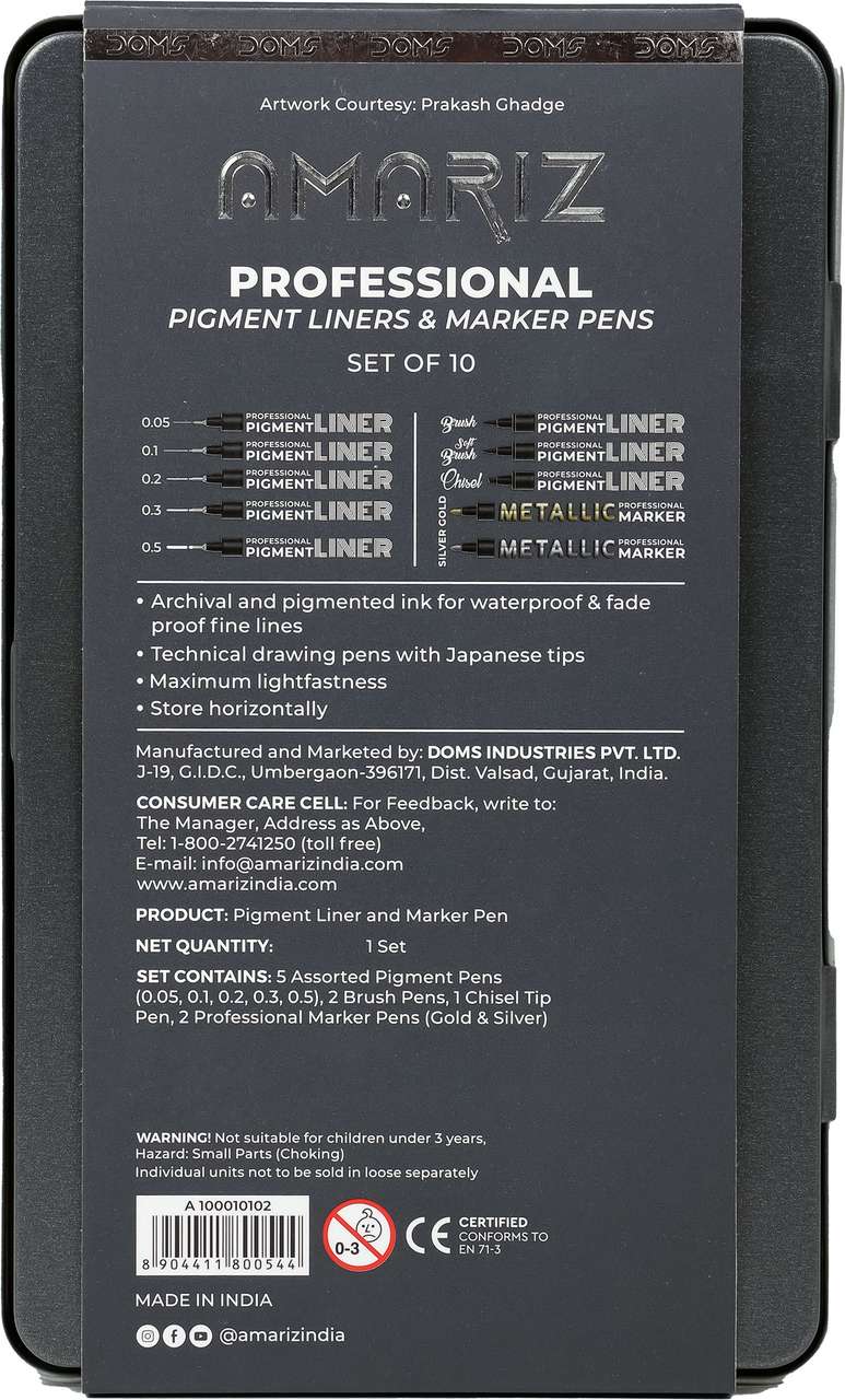DOMS Amariz Professional Pigment Liners Set of 10 Pack of 10 - Image 5