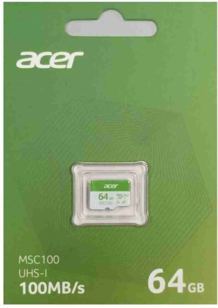 Acer MSC114 MSC100 64 GB MicroSDXC Class 10 100 MB/s Memory Card ...