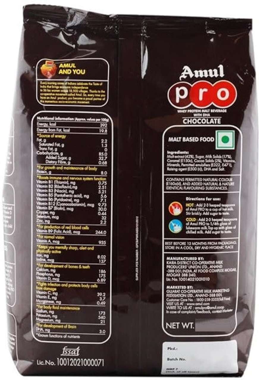 Amul PRO Malted Food MILK MIX DRINK CHOCOLATE POWDER Price in India ...