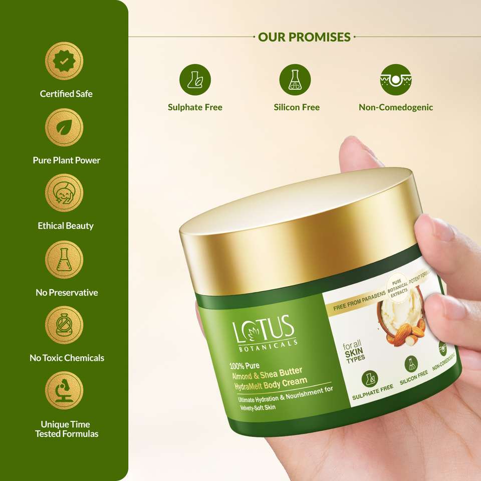 Lotus Botanicals 100% Pure Almond & Shea Butter HydraMelt Body Cream ...