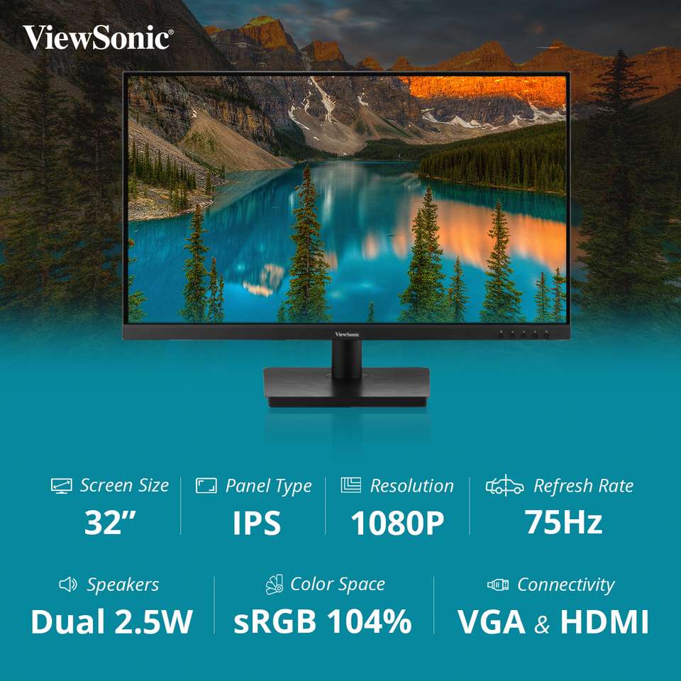 ViewSonic 81.28 cm (32 inch) Full HD IPS Panel Monitor (VA3209-MH ...