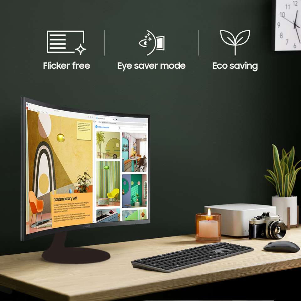 Samsung Essential Monitor S3 68.58 cm (27 inch) Curved Full HD LED ...