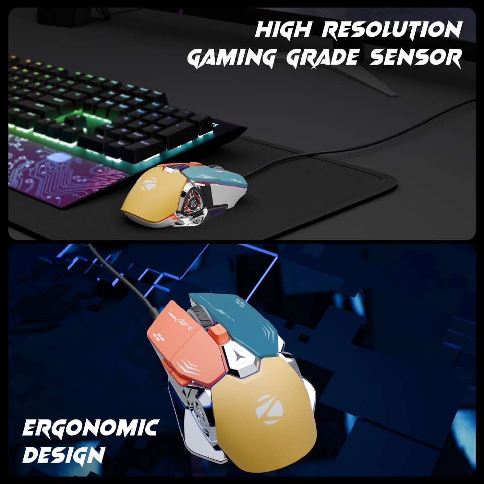Transformer Computer Mouse ZEBRONICS Zeb-Transformer M Plus Wired Ergonomic Mechanical Gaming ...