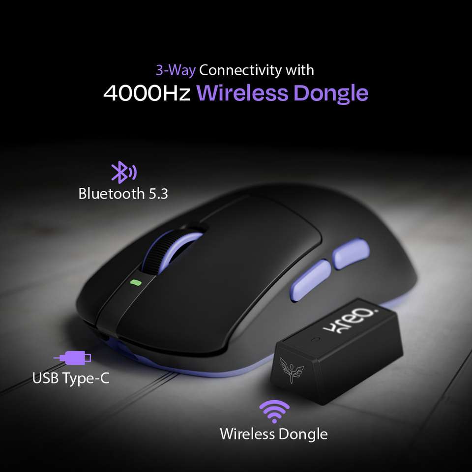 Kreo Ikarus Ambidextrous Optical Gaming Mouse 100+ Hours Battery, OMRON ...