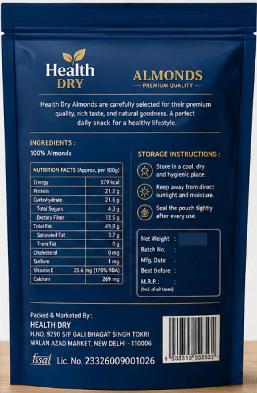 HEALTH DRY Premium California Almonds |Protein, Calcium, Magnesium ...