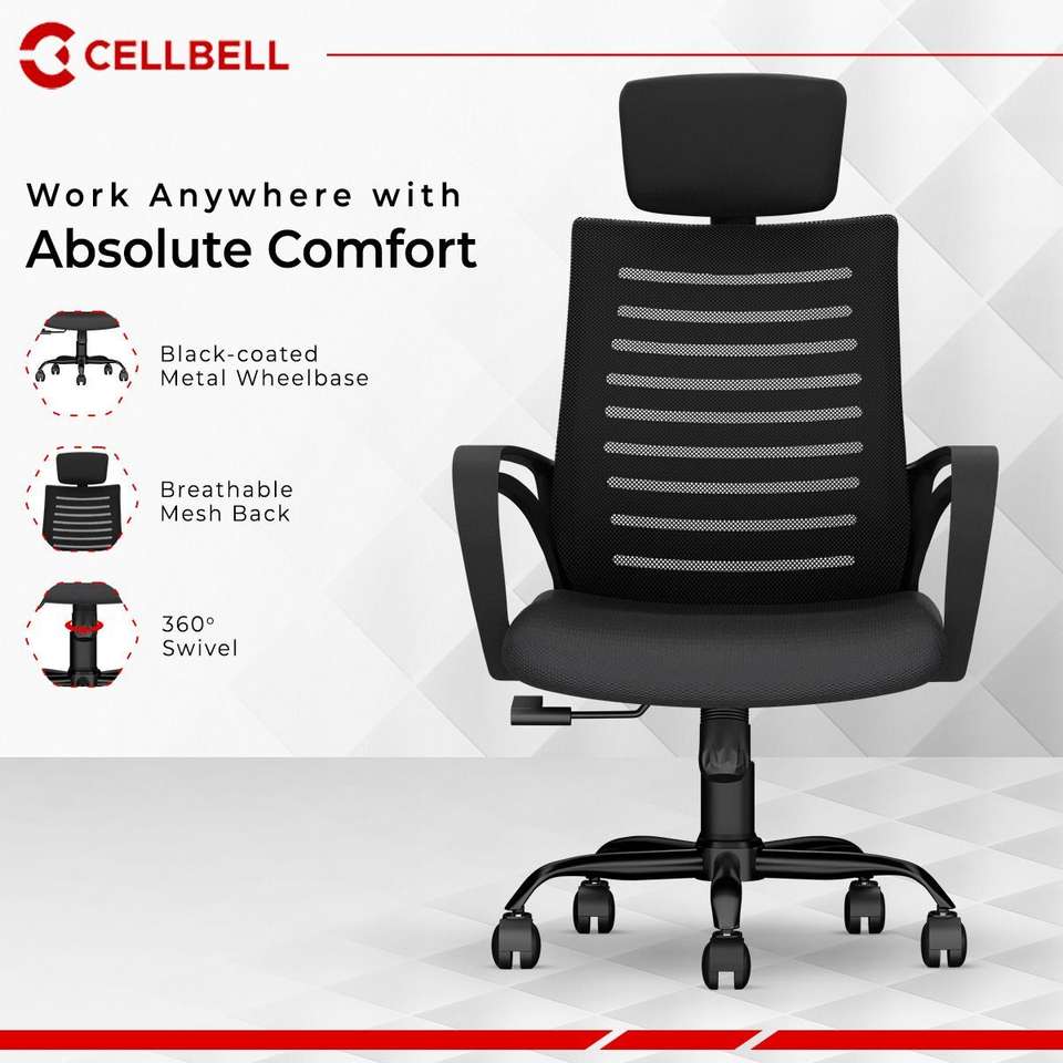 Cellbell CELLBELL Desire C104 High Back Fabric, Mesh Office Executive Chair ...