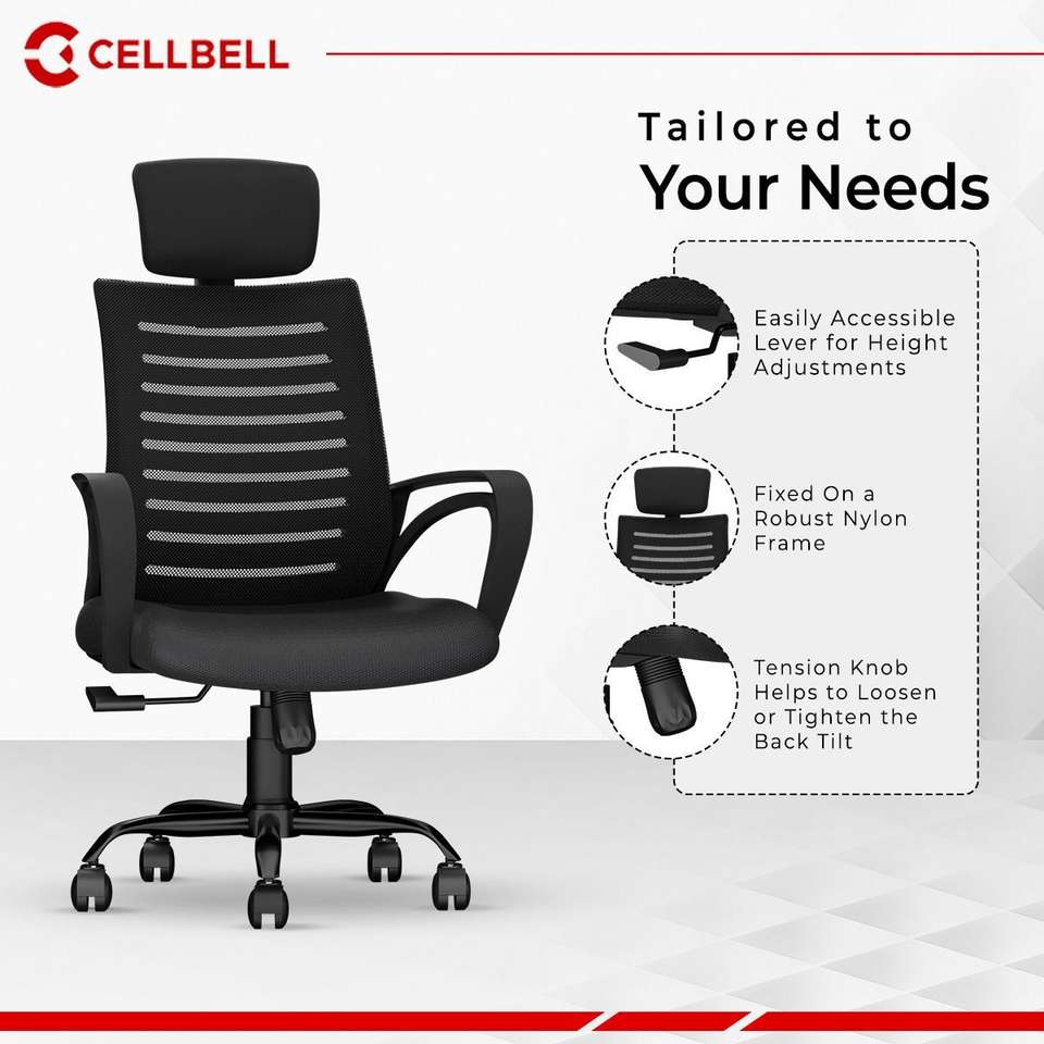 Chair Notifier CELLBELL Desire C104 High Back Fabric, Mesh Office Executive Chair ...