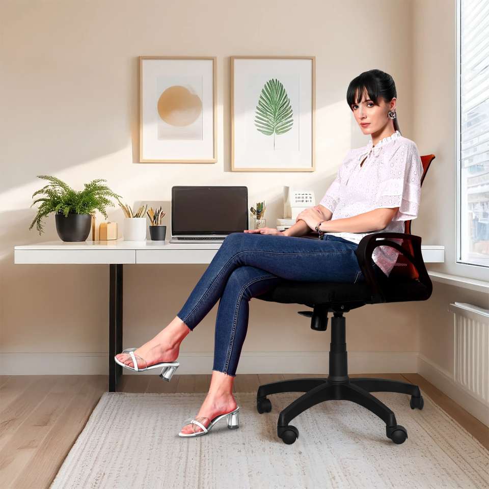 Office Styool Comfort Mantra Ergonomic Office Chair Mid Back Lumbar Support Armrest ...