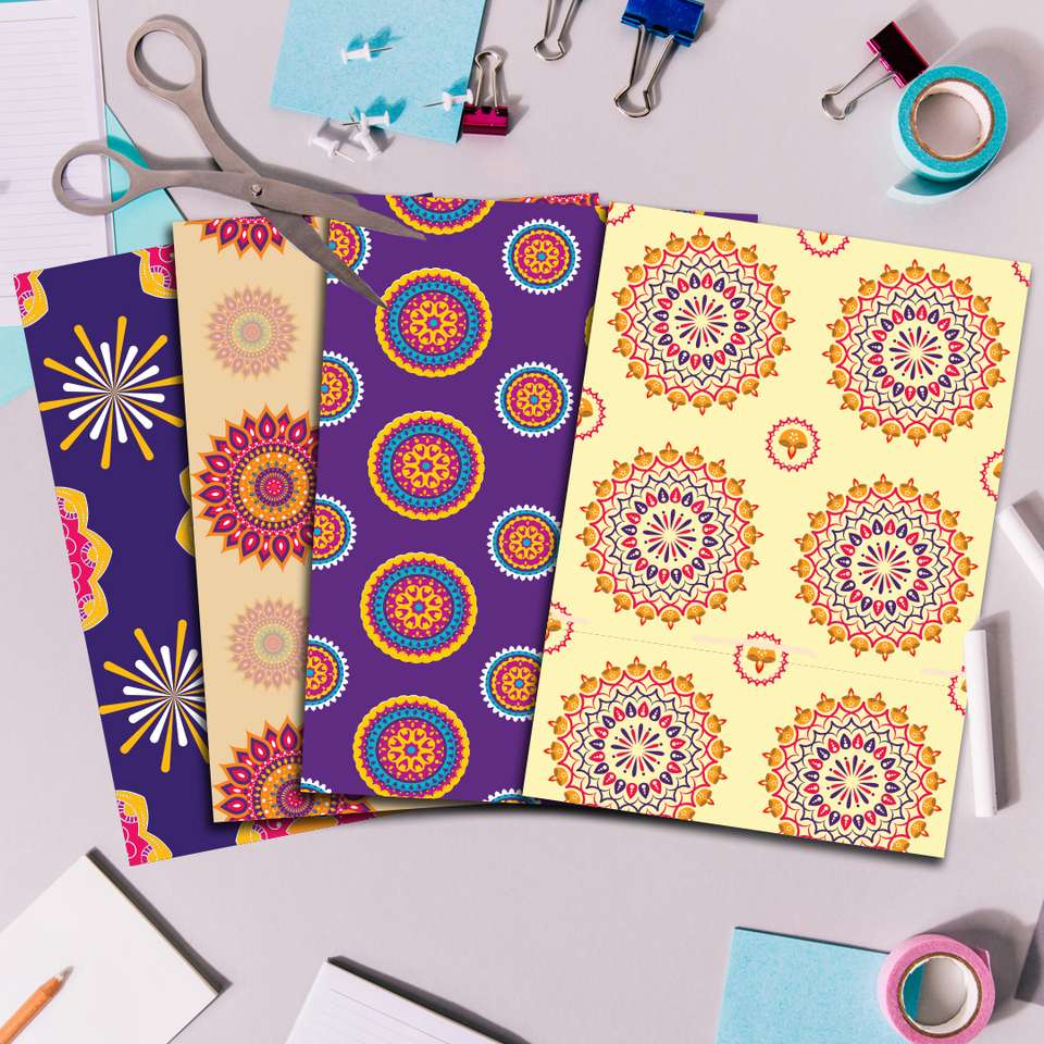 Flipkart.com | Festiko 12 Pcs Pattern Cardstock For Diwali Decorations ...