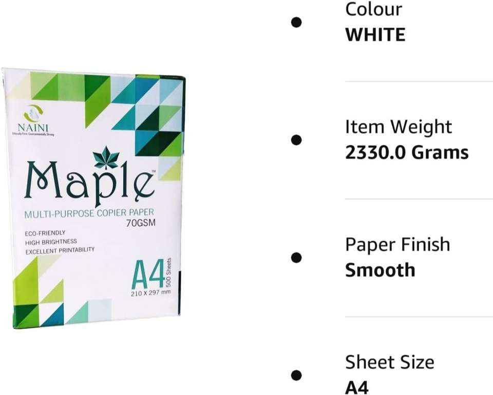 Flipkart.com | naini MAPLE A4 SIZE PAPER Unruled A4 70 gsm A4 paper ...