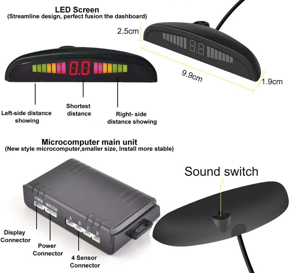 PEEPS STORE Universal 4 Black Reverse Parking Sensor-PS25A804 Universal ...