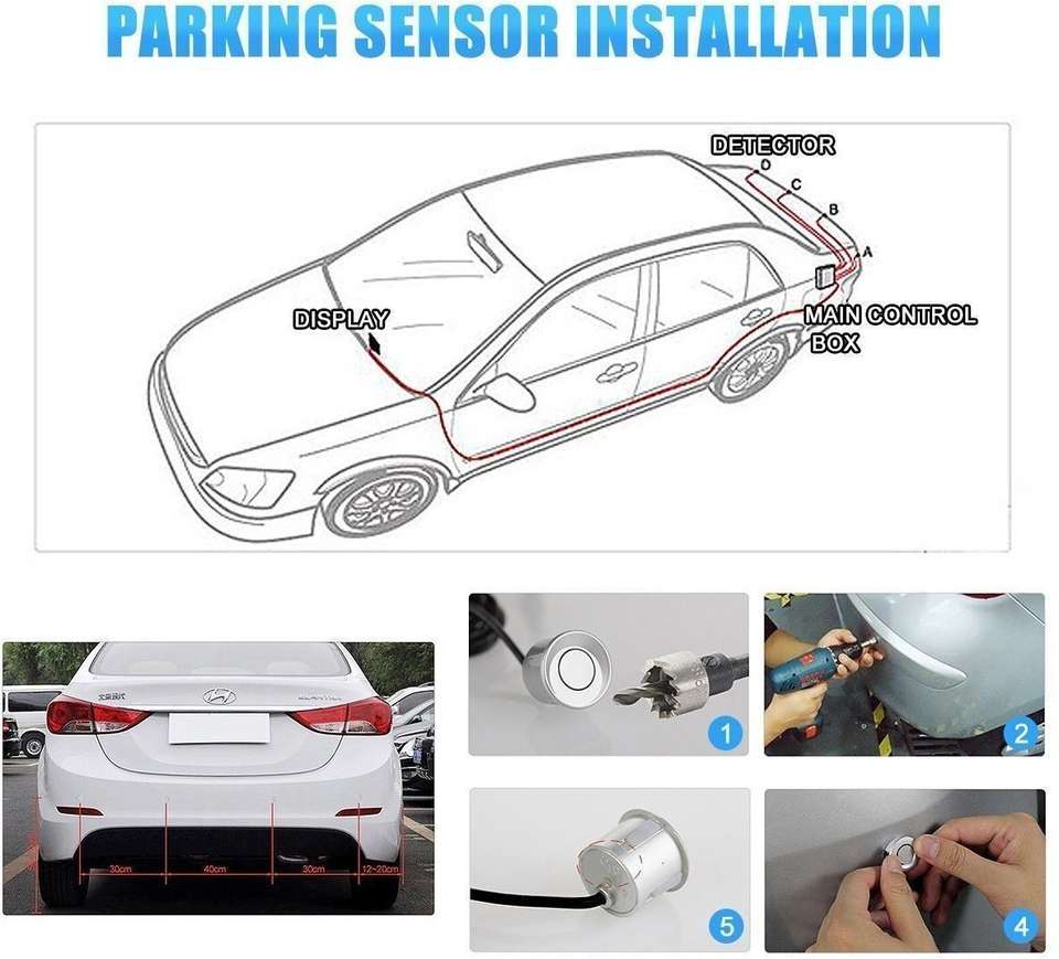 SBSTORE NEW Universal 4 White Reverse Parking Sensor-AF25A869 NEW ...