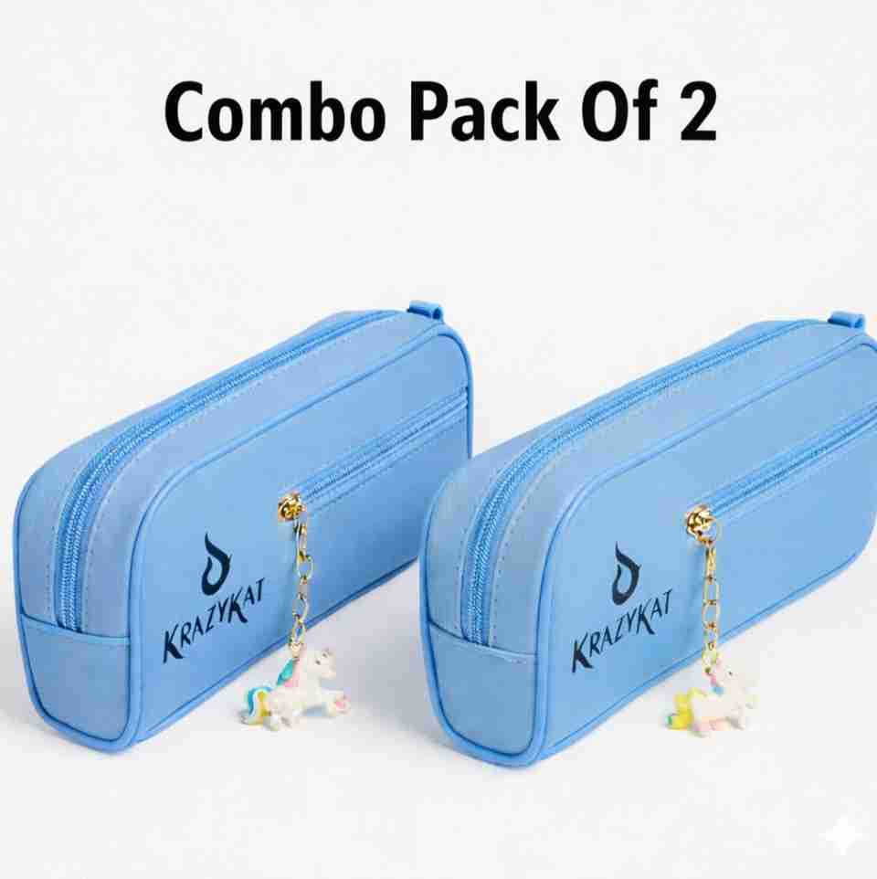 Asmaracreation 2 Pack Blue Pencil Cases for Kids Pack of 02 - Image 4