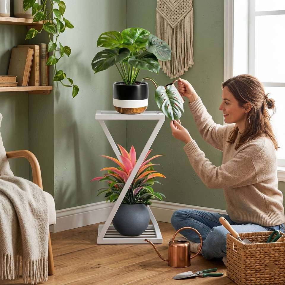 Green Gardenia Z Shape Planters Stand Perfect For Indoor & Outdoor ...
