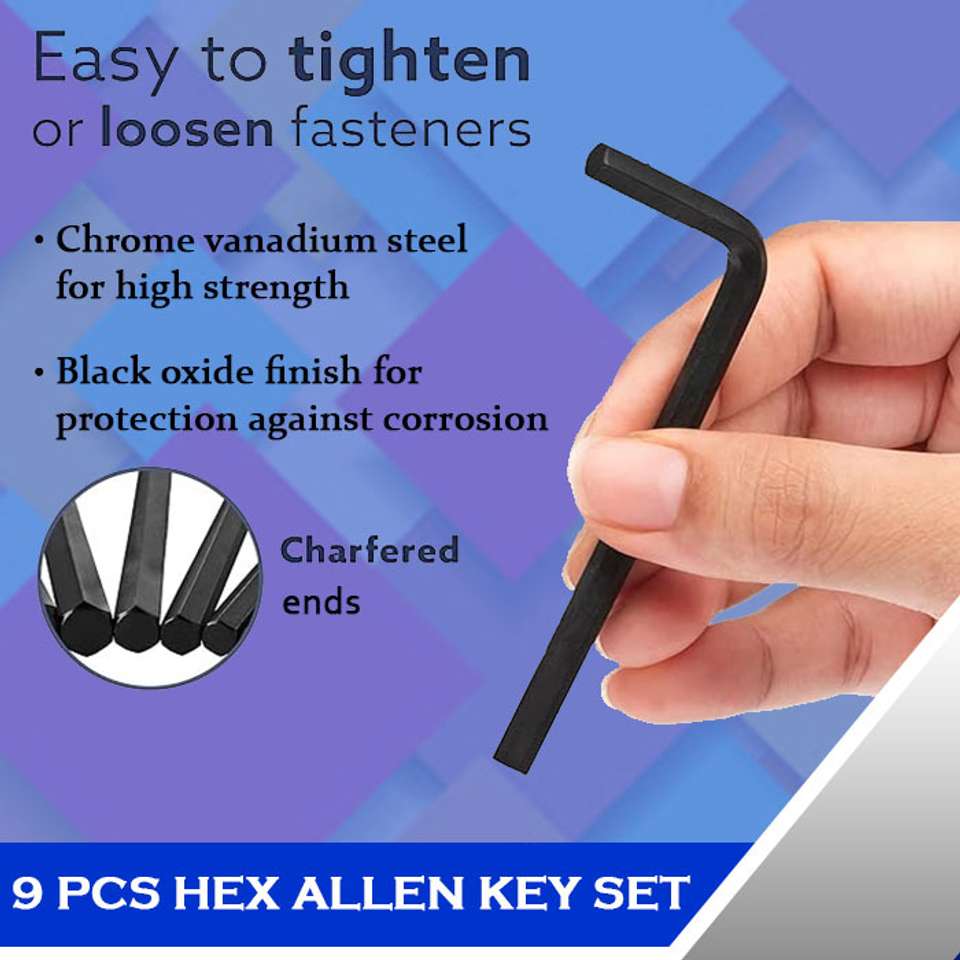 Aldeco 9-Piece Allen Key Set – Metric Hex Wrenches for Home & Garage ...