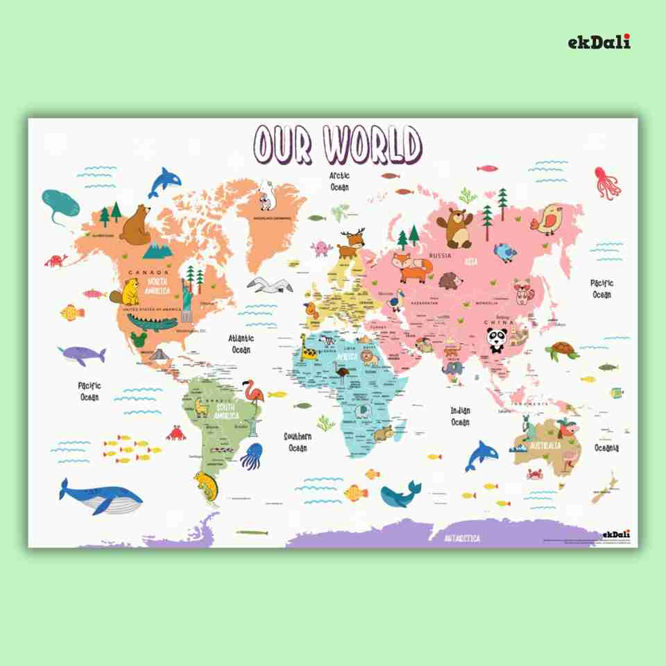 Random Landforms Geography Learning World Map: Capitals, Countries, Landmarks, and ...