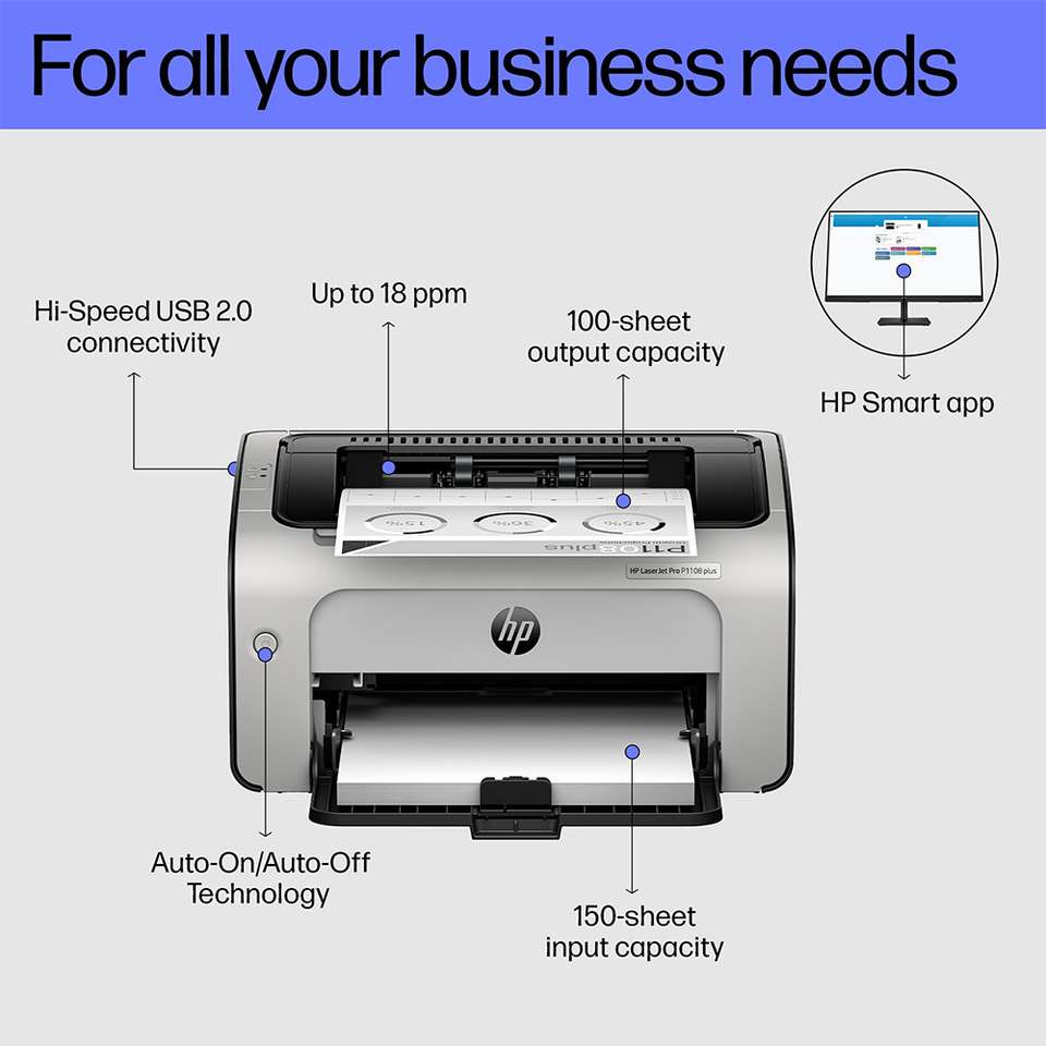 HP LASERJET PRO P1108 PLUS Single Function Monochrome Laser Printer ...
