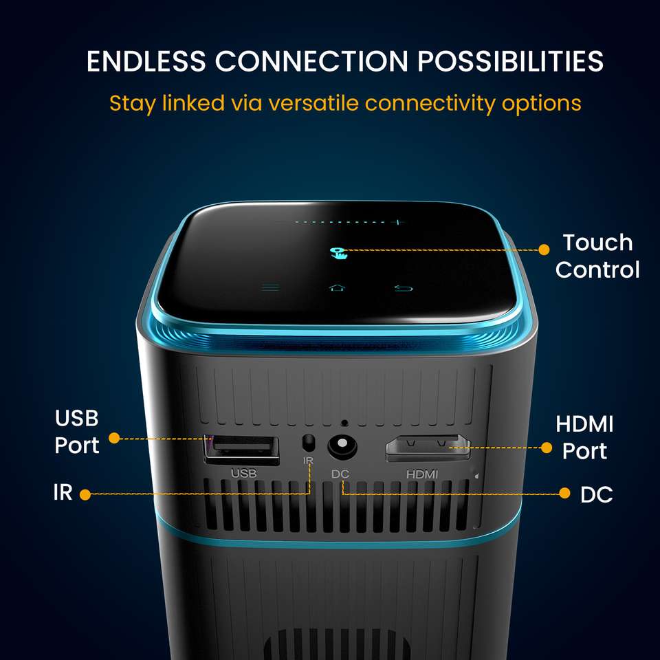 Portronics Pico 12 Smart Projector with Android 11, 4K Ultra HD Support ...