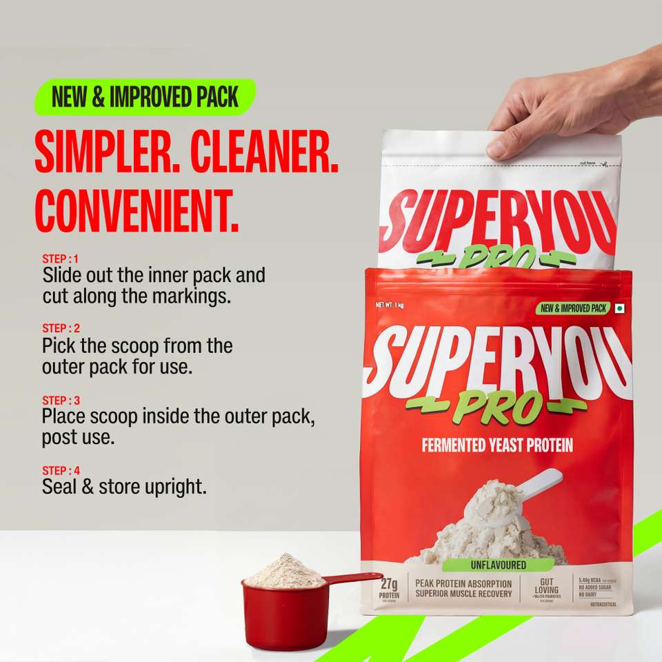 Pro Yast SUPERYOU Pro Fermented Yeast Protein|26g Protein|Unflavoured 1kg Plant ...