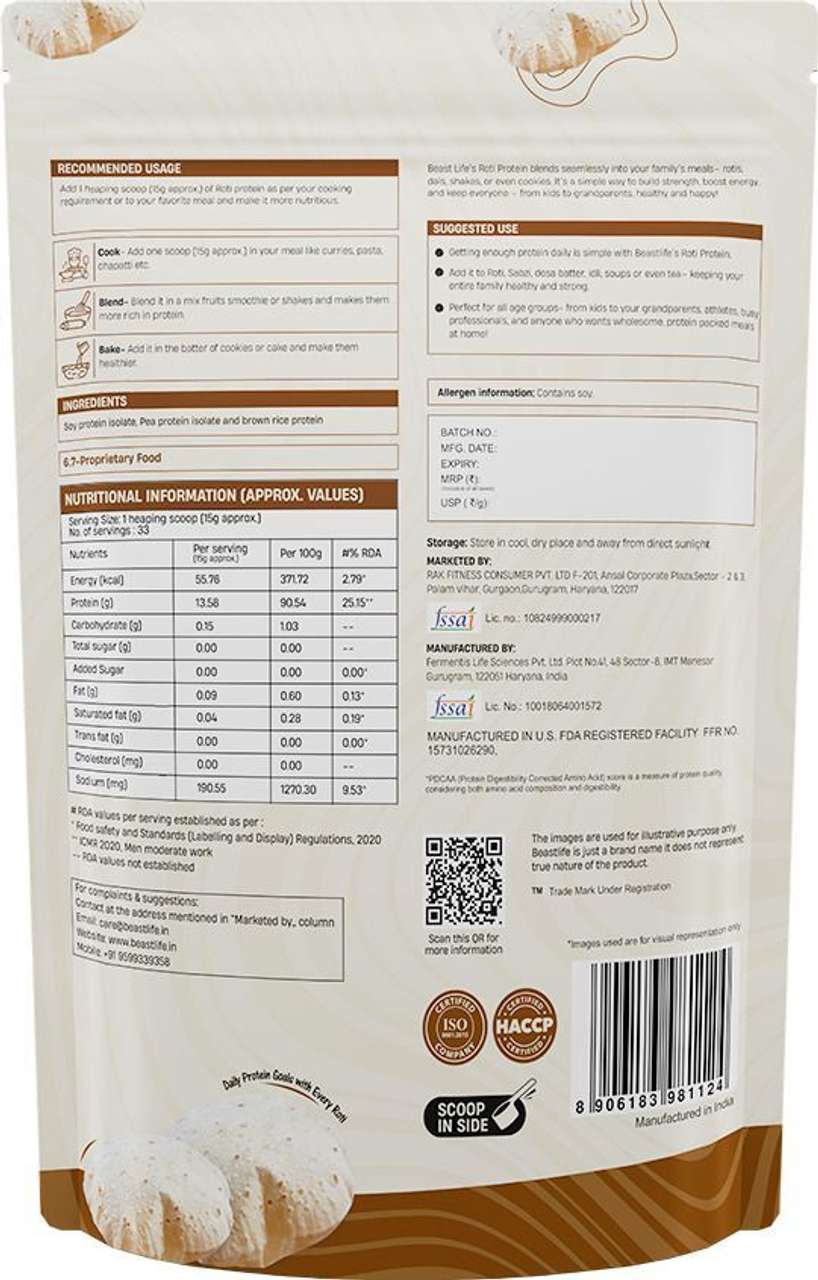 BeastLife Roti High Rich Protein 33 servings -90% Protein per scoop ...