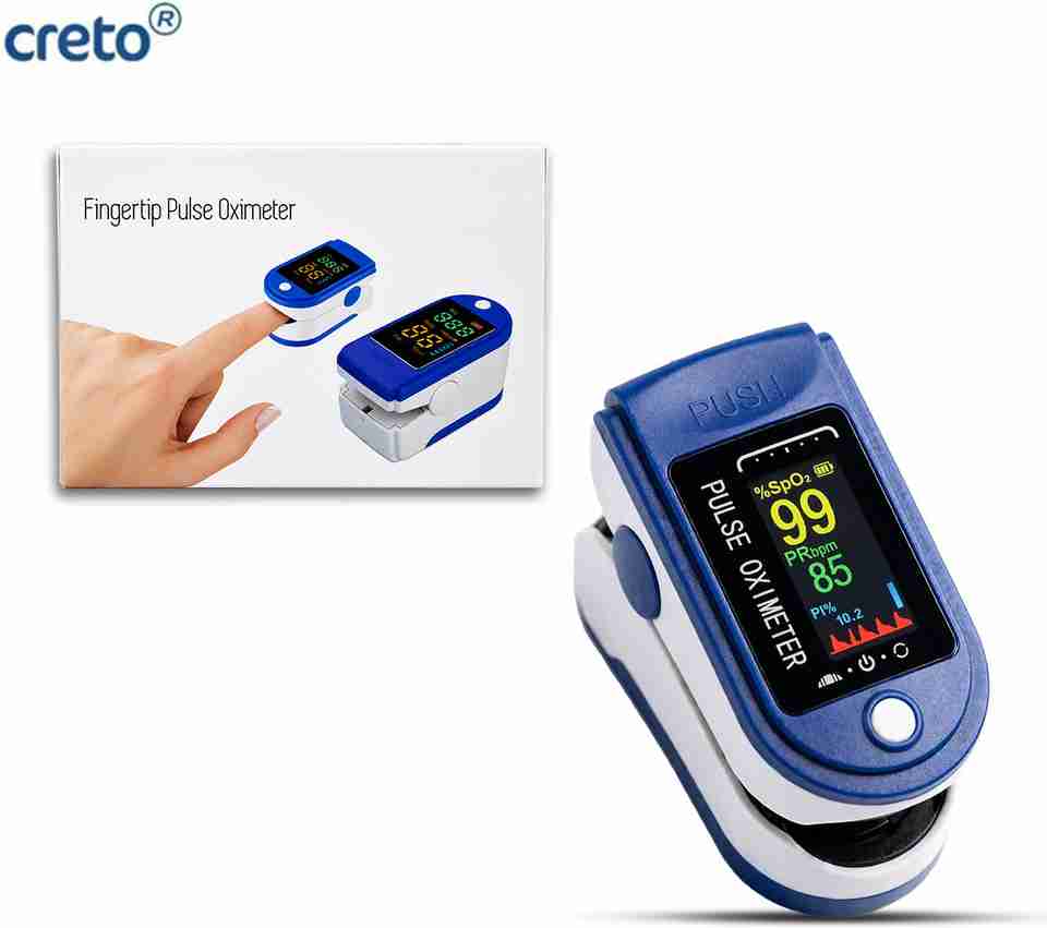 CRETO Blue TFT Finger Pulse Oximeter 4 Color Digital Screen Oxygen Rate ...