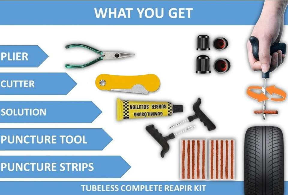 NAVI AUTO Complete Tubeless Tyre Puncture Repair Kit Tubeless Tyre ...