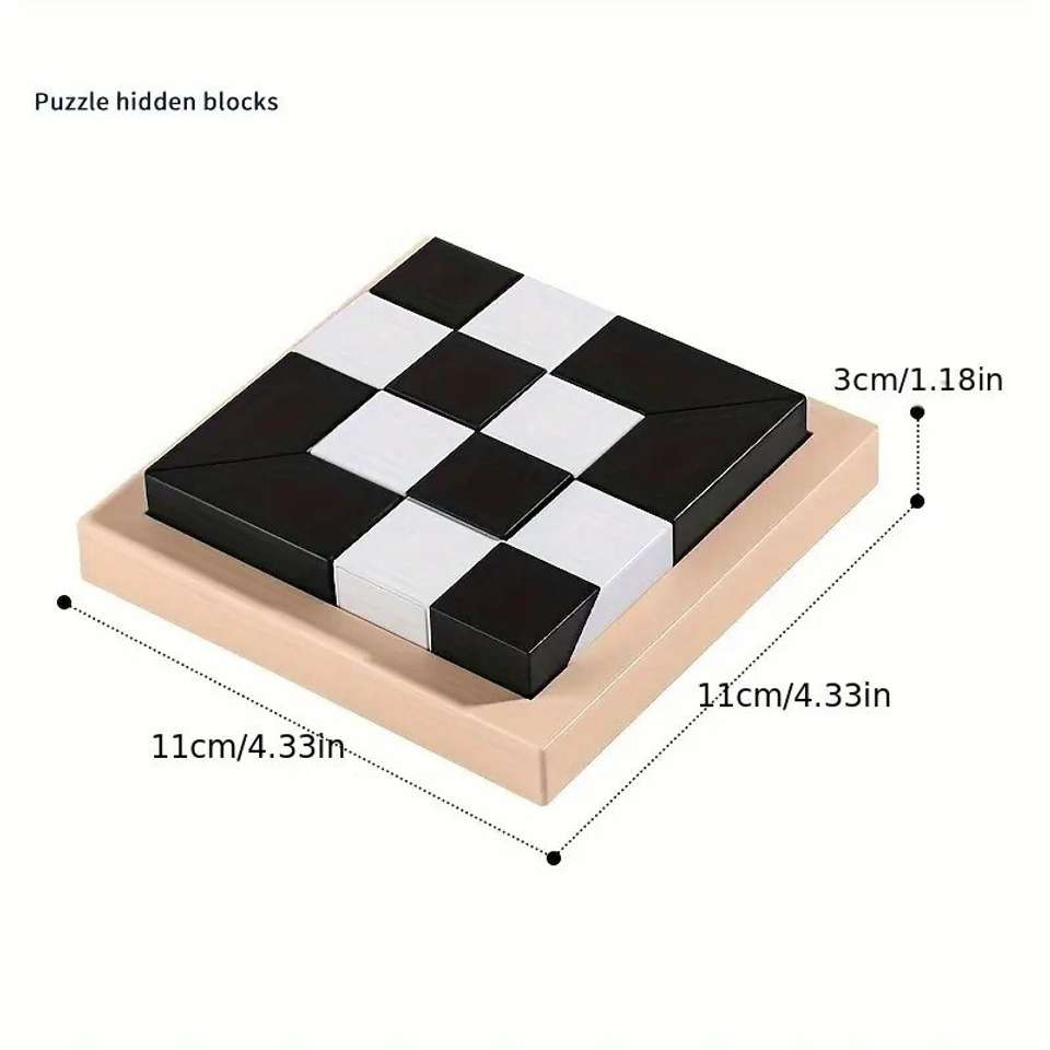 Theally Wooden 3D Puzzle Hidden Building Blocks Montessori Toy Board ...