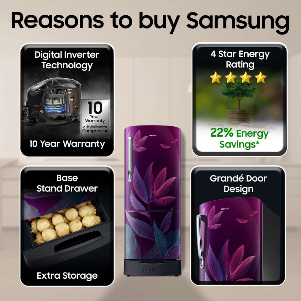 Samsung 183 L Direct Cool Single Door 4 Star Refrigerator with Base ...